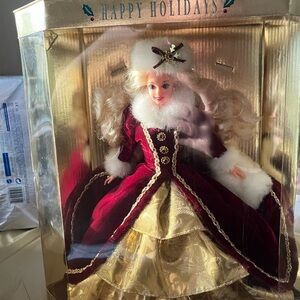 Barbie Holiday Doll in Rich Burgundy and Shimmering Gold